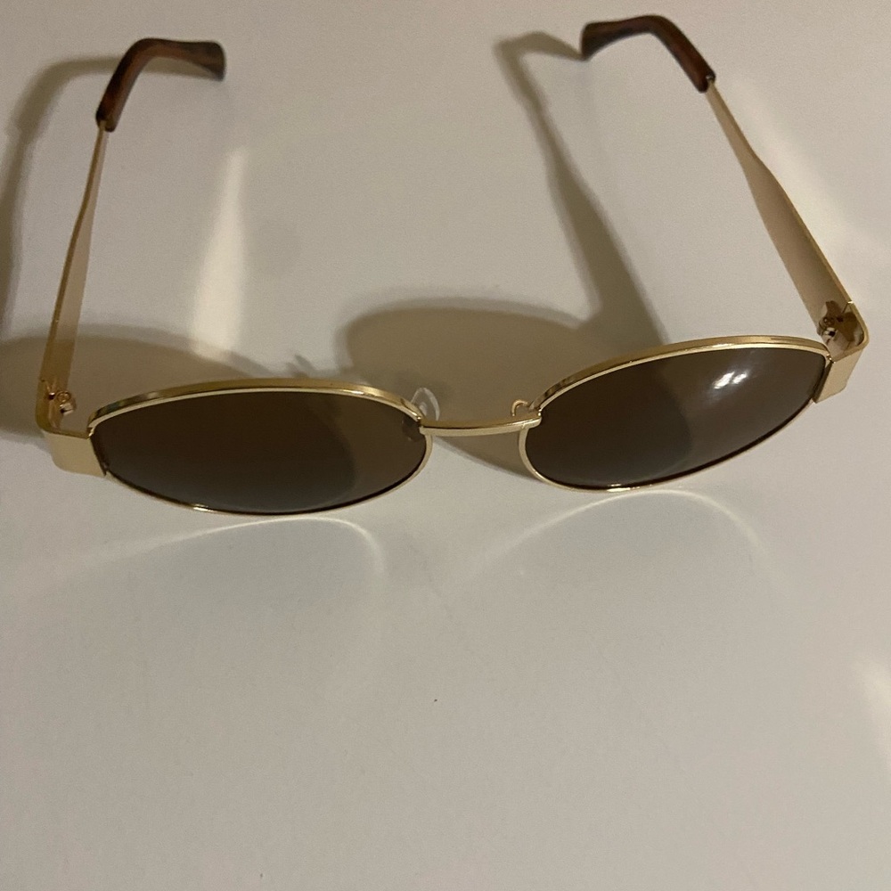 Gold Frame Sunglasses with Brown Lenses for Women